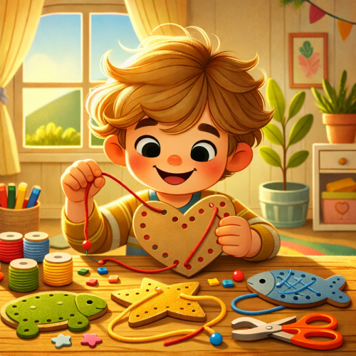 DIY Fädelspiel: Pappkarten mit Löchern – Feinmotorik spielerisch fördern