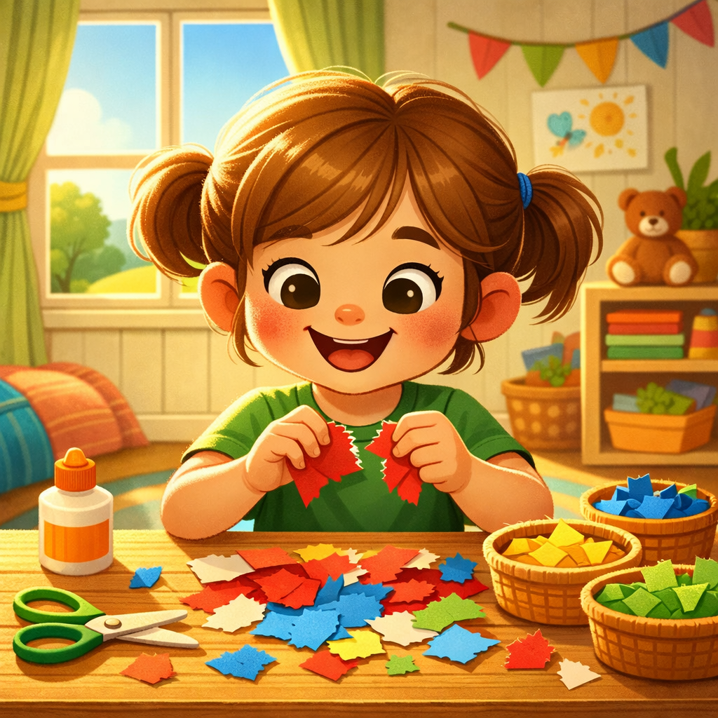 ✂️ Reißen, legen, staunen – Bastelpapier als Motorik-Booster