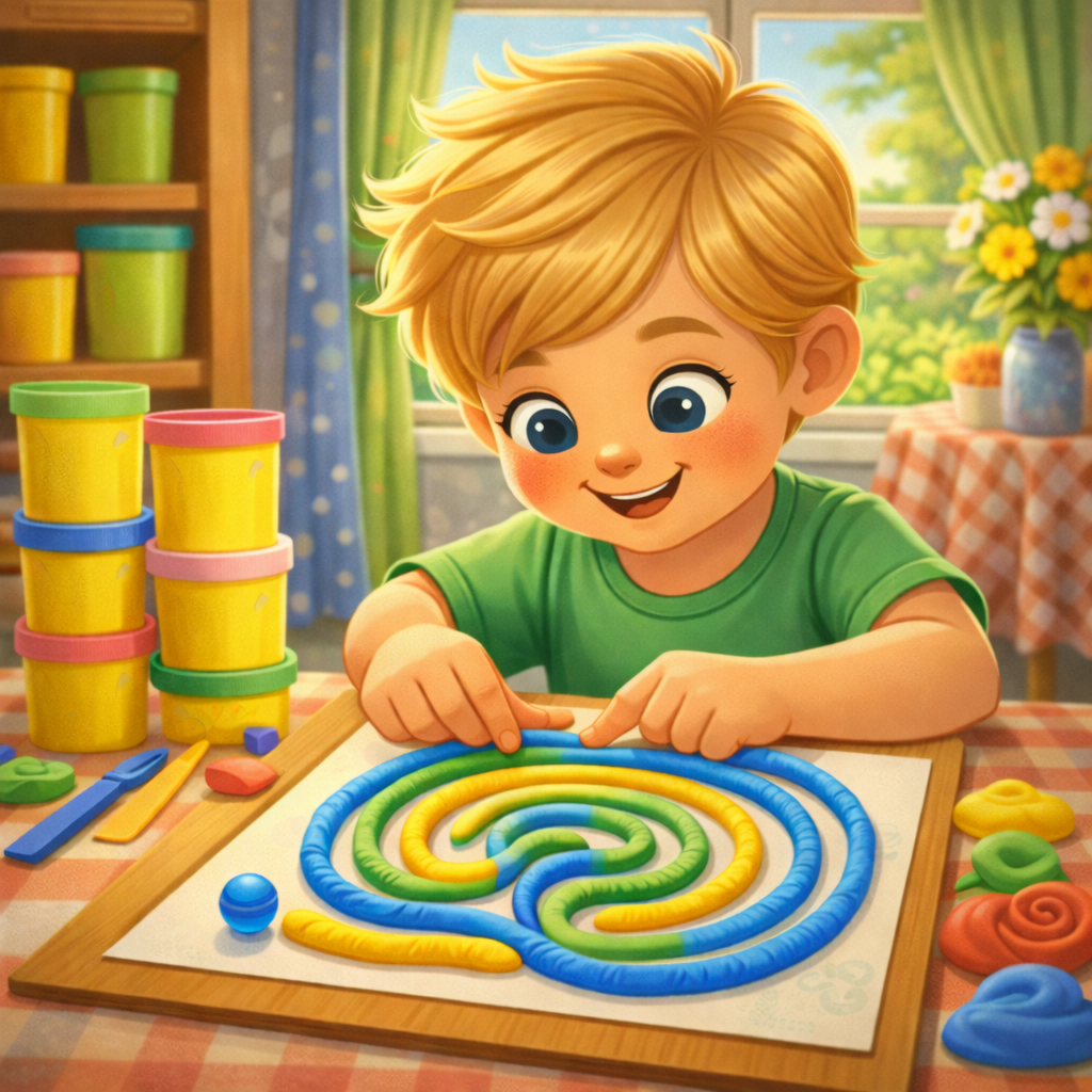 🌀 Fingerlabyrinthe mit Knete – Feinmotorik trifft Kreativität