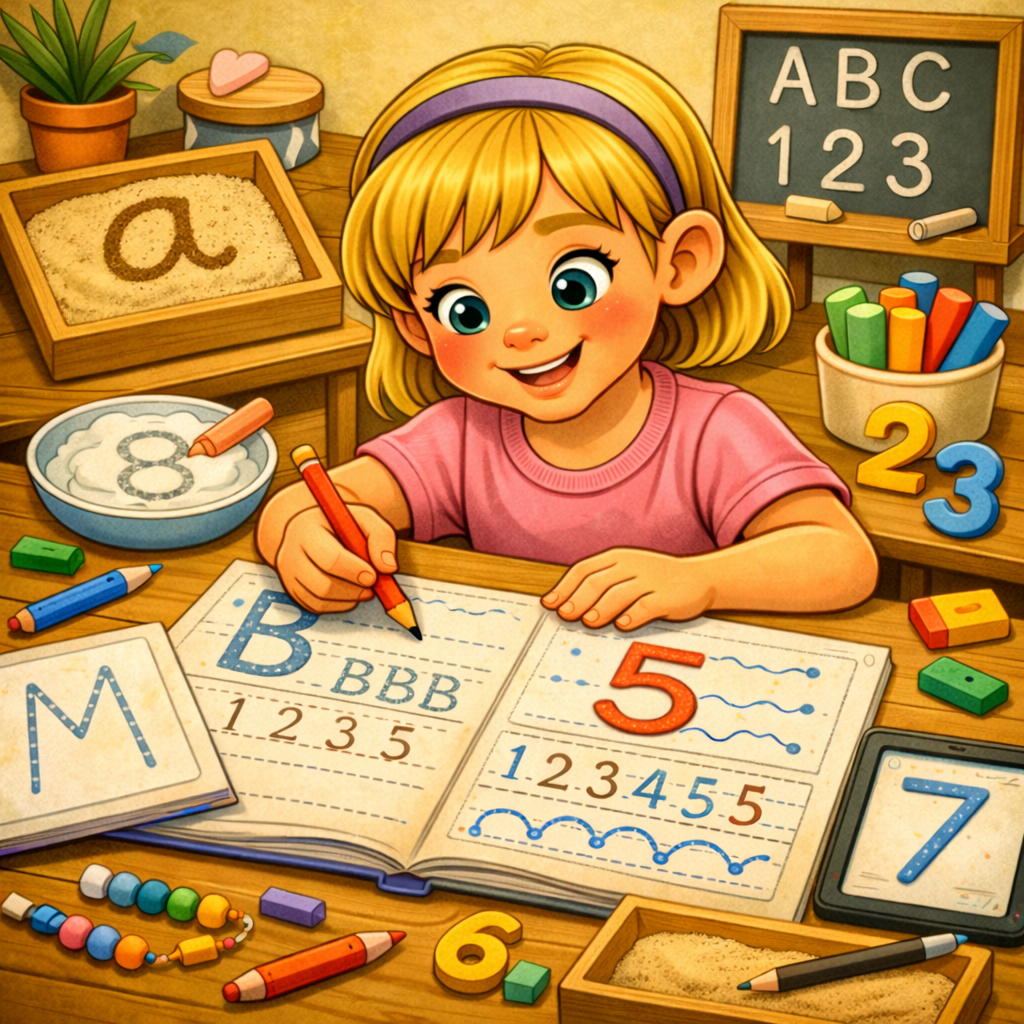 ✍️ Buchstaben und Zahlen nachfahren – Feinmotorik & Schreibfreude fördern