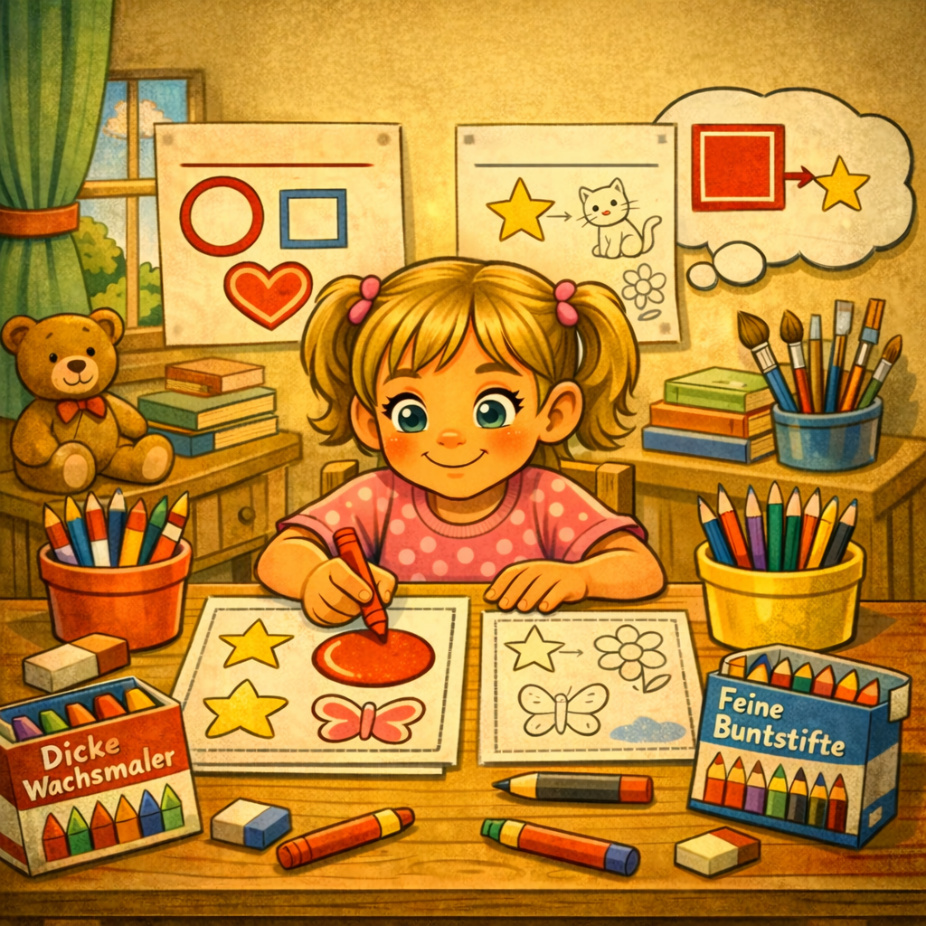 🎨 Formen ausmalen nach Anleitung – Feinmotorik spielerisch fördern