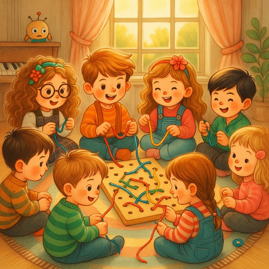 Feinmotorik fördern mit selbstgemachten Steckspielen – Lochbrett & Wollfäden