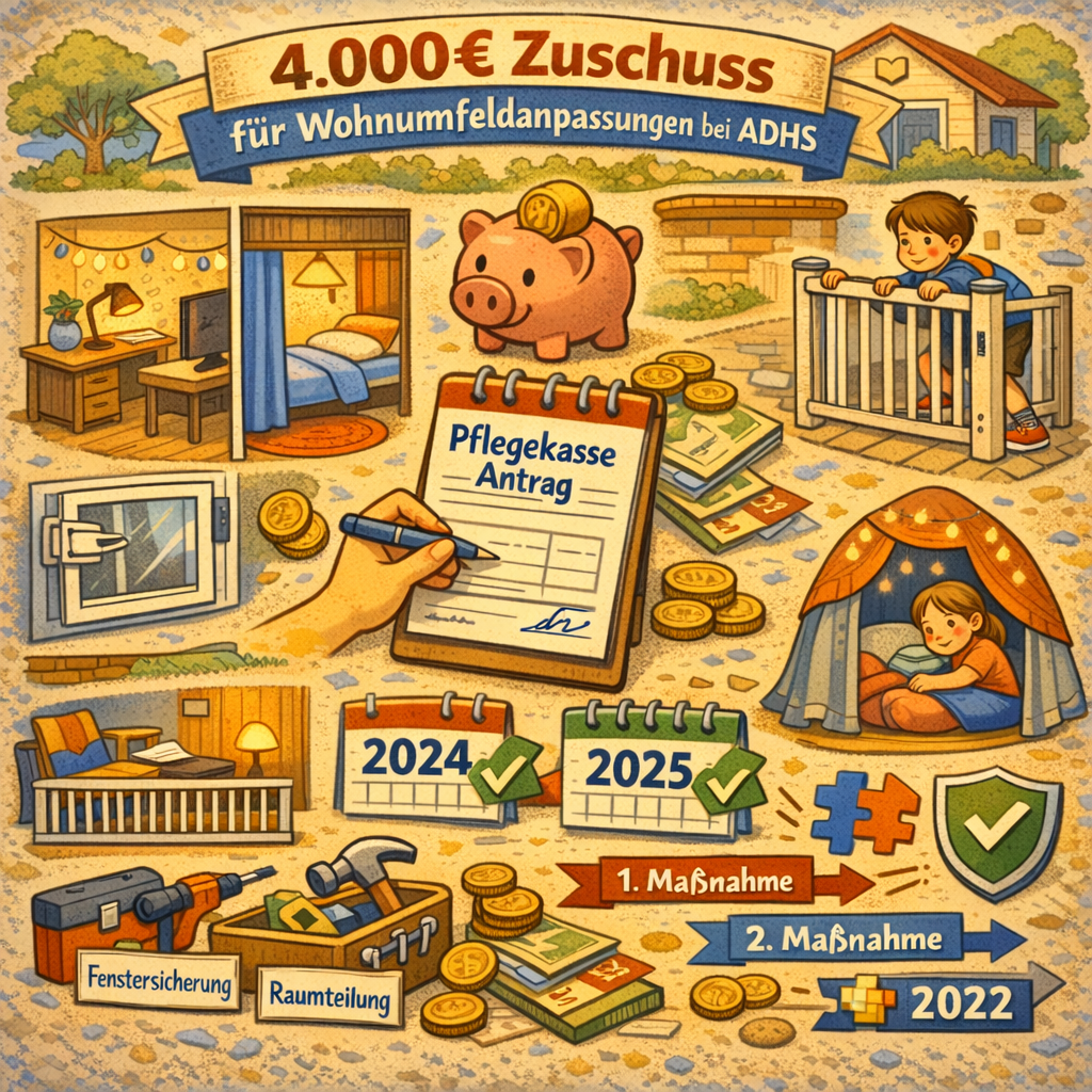 4.000 € Umbauzuschuss bei ADHS – Welche Wohnumfeldverbesserungen die Pflegekasse übernimmt